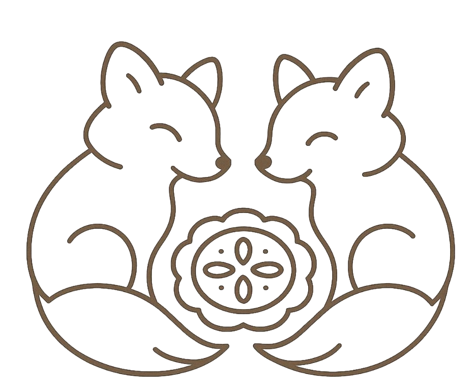 Bistroušky — dvě lišky s květinou